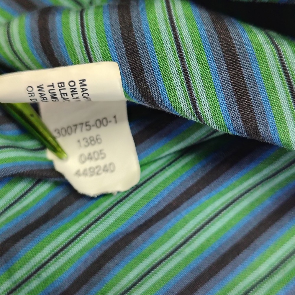 GAP Button Down Shirt Mens L Green Blue Striped Fitted Premium 100% Cotton - Picture 6 of 11